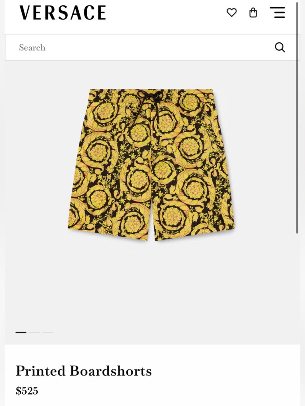 Versace Black and Yellow Baroque Swim Trunks